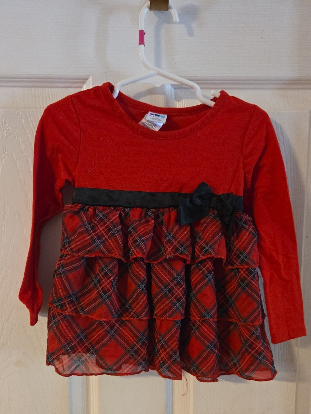 Healthtex Red Plaid Ruffle Long-Sleeve Top